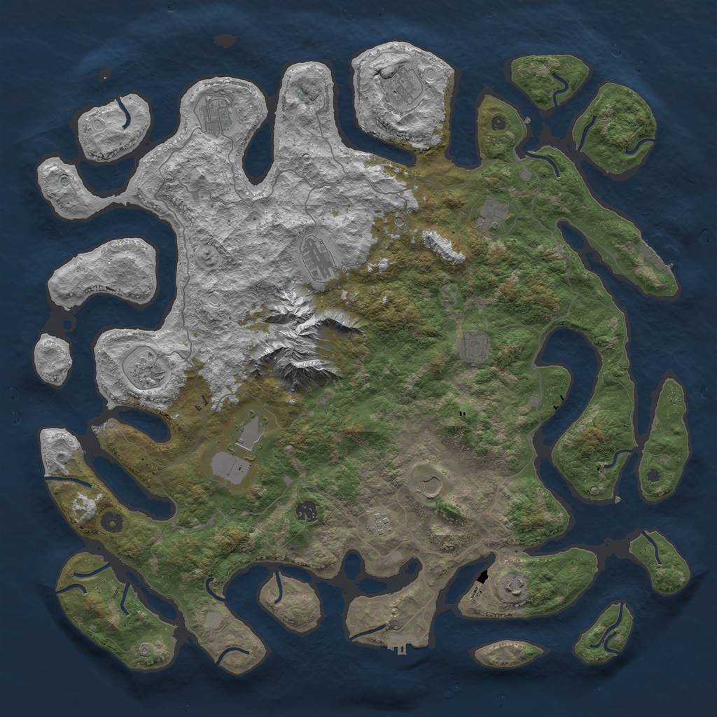 Rust Map: Procedural Map, Size: 5000, Seed: 542354, 19 Monuments