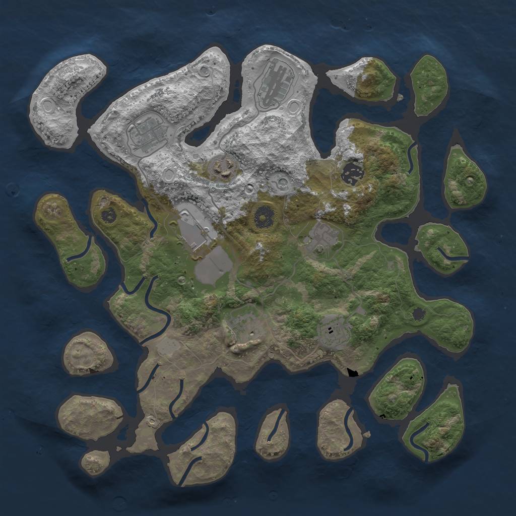 Rust Map: Procedural Map, Size: 3550, Seed: 764251, 14 Monuments