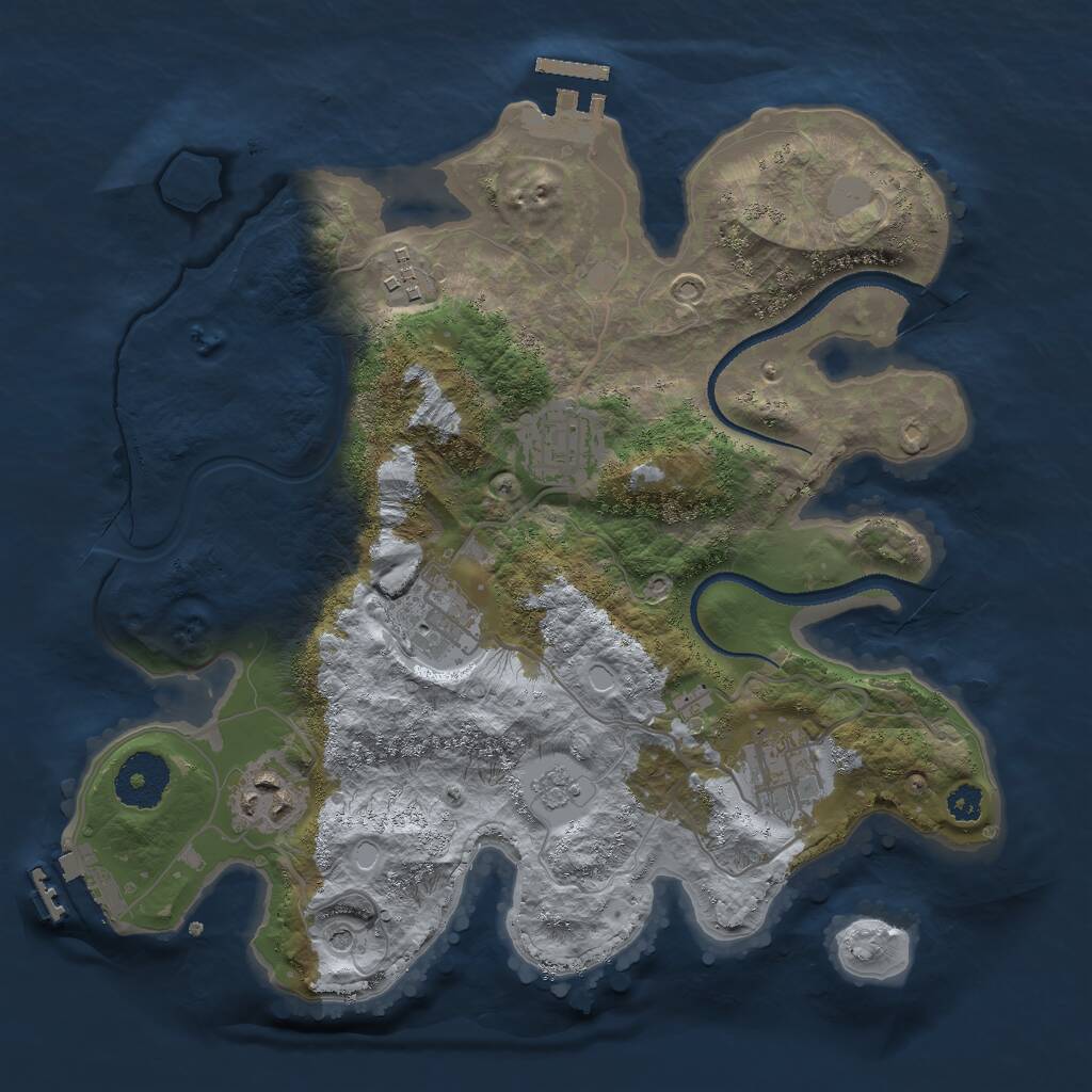 Rust Map: Procedural Map, Size: 3000, Seed: 1093085126, 10 Monuments