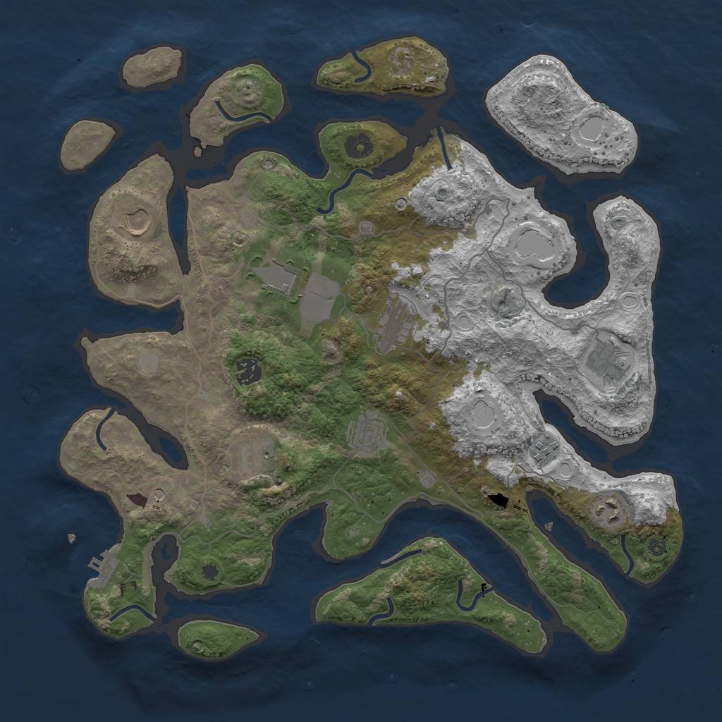 Rust Map: Procedural Map, Size: 4000, Seed: 40273, 16 Monuments