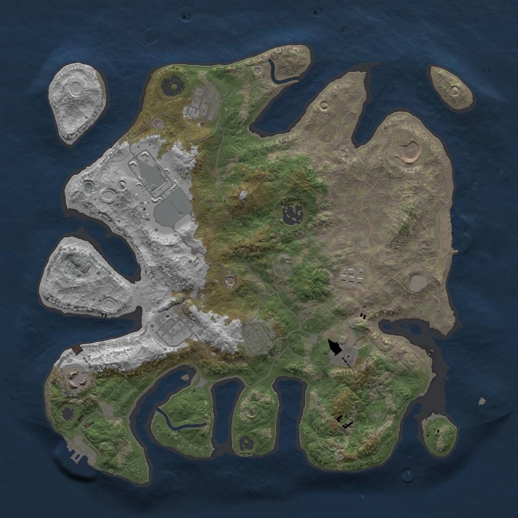 Rust Map: Procedural Map, Size: 3500, Seed: 891852121, 17 Monuments
