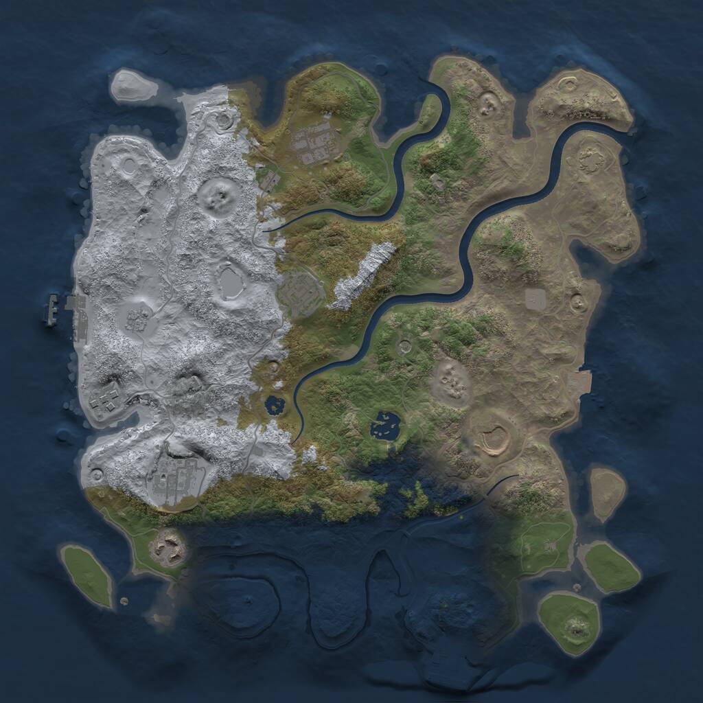 Rust Map: Procedural Map, Size: 3550, Seed: 175730, 13 Monuments