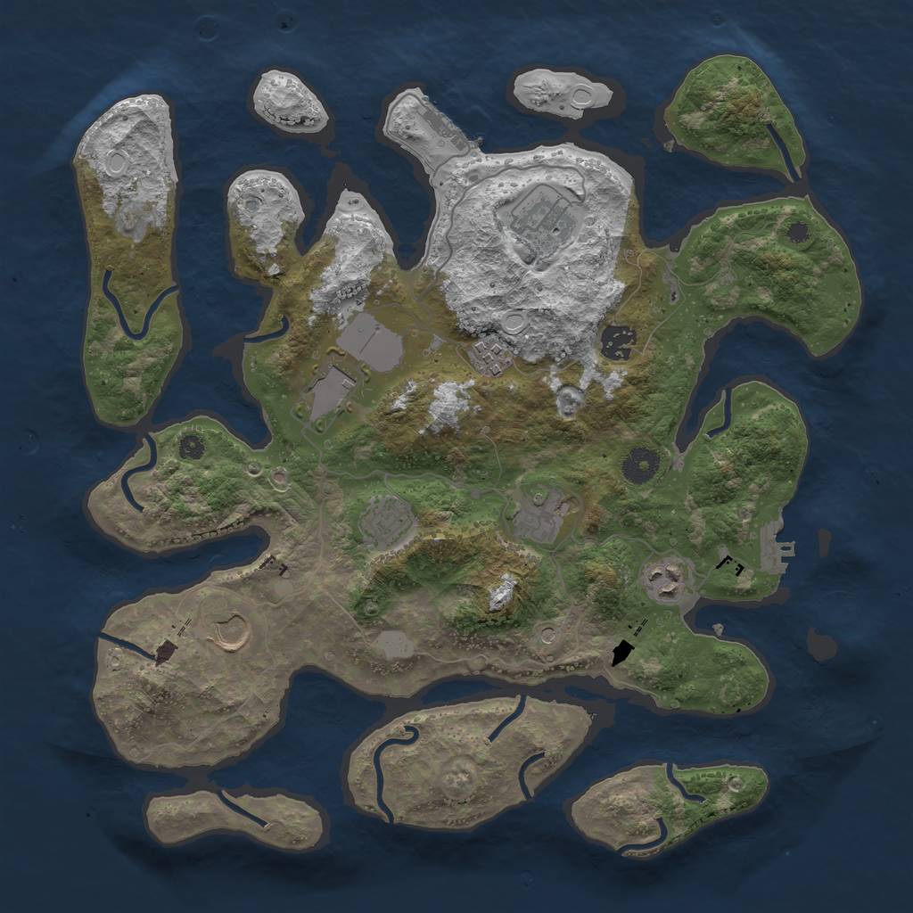 Rust Map: Procedural Map, Size: 3750, Seed: 208842, 16 Monuments