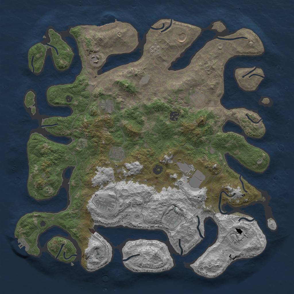 Rust Map: Procedural Map, Size: 4500, Seed: 7578257, 19 Monuments