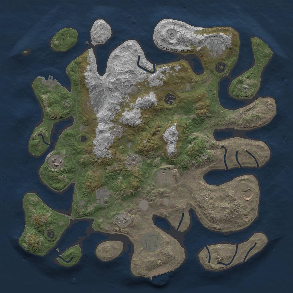 Rust Map: Procedural Map, Size: 4000, Seed: 2007607320, 17 Monuments