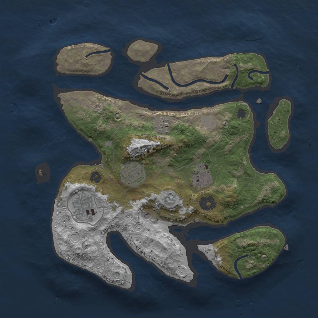 Rust Map: Procedural Map, Size: 3000, Seed: 476287, 10 Monuments