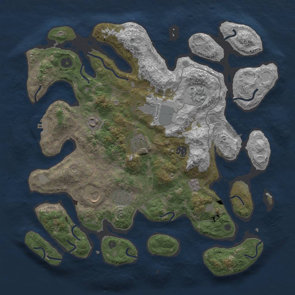 Rust Map: Procedural Map, Size: 4000, Seed: 993837, 16 Monuments