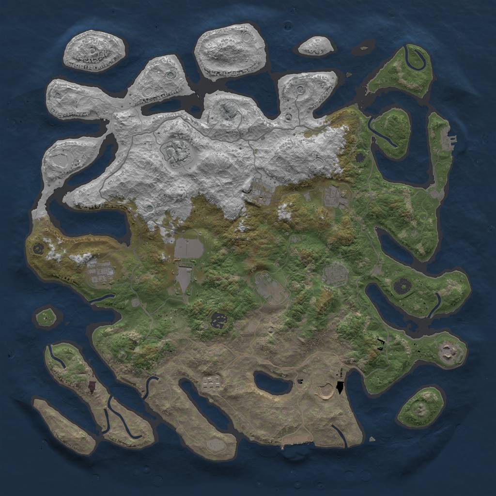 Rust Map: Procedural Map, Size: 4500, Seed: 1495251840, 19 Monuments