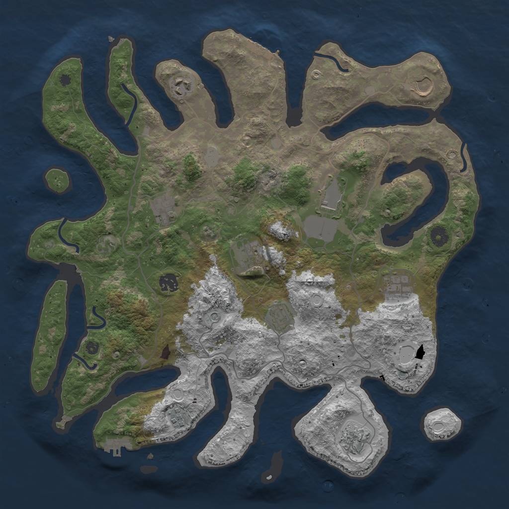 Rust Map: Procedural Map, Size: 4000, Seed: 50723361, 18 Monuments