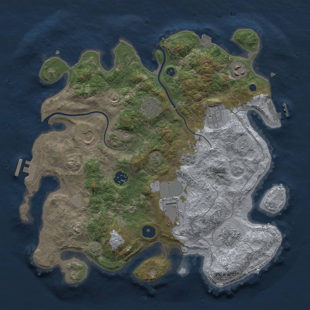 Rust Map: Procedural Map, Size: 3550, Seed: 251693, 14 Monuments