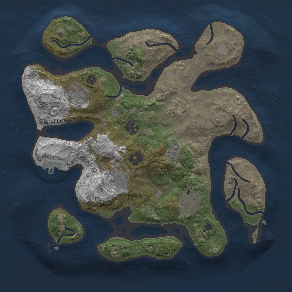Rust Map: Procedural Map, Size: 3200, Seed: 1231094143, 12 Monuments