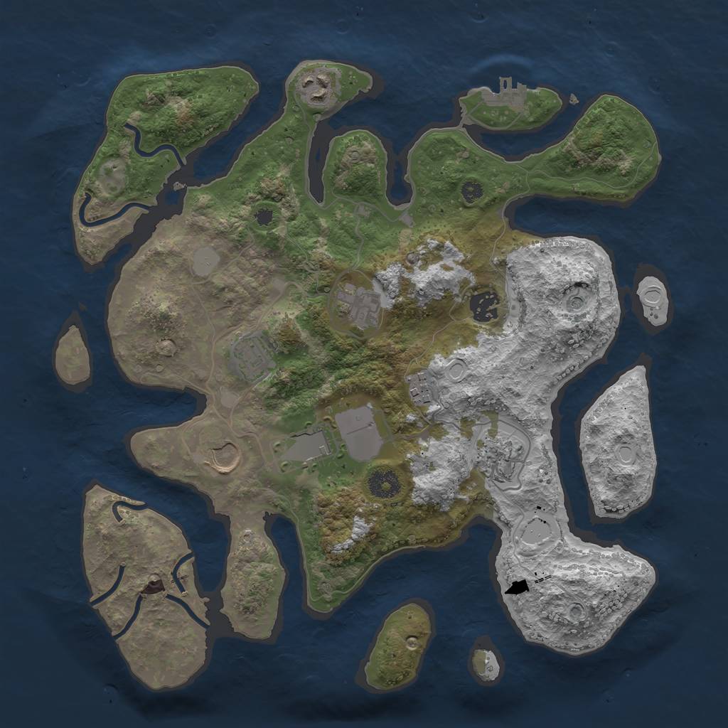 Rust Map: Procedural Map, Size: 3550, Seed: 71814, 15 Monuments