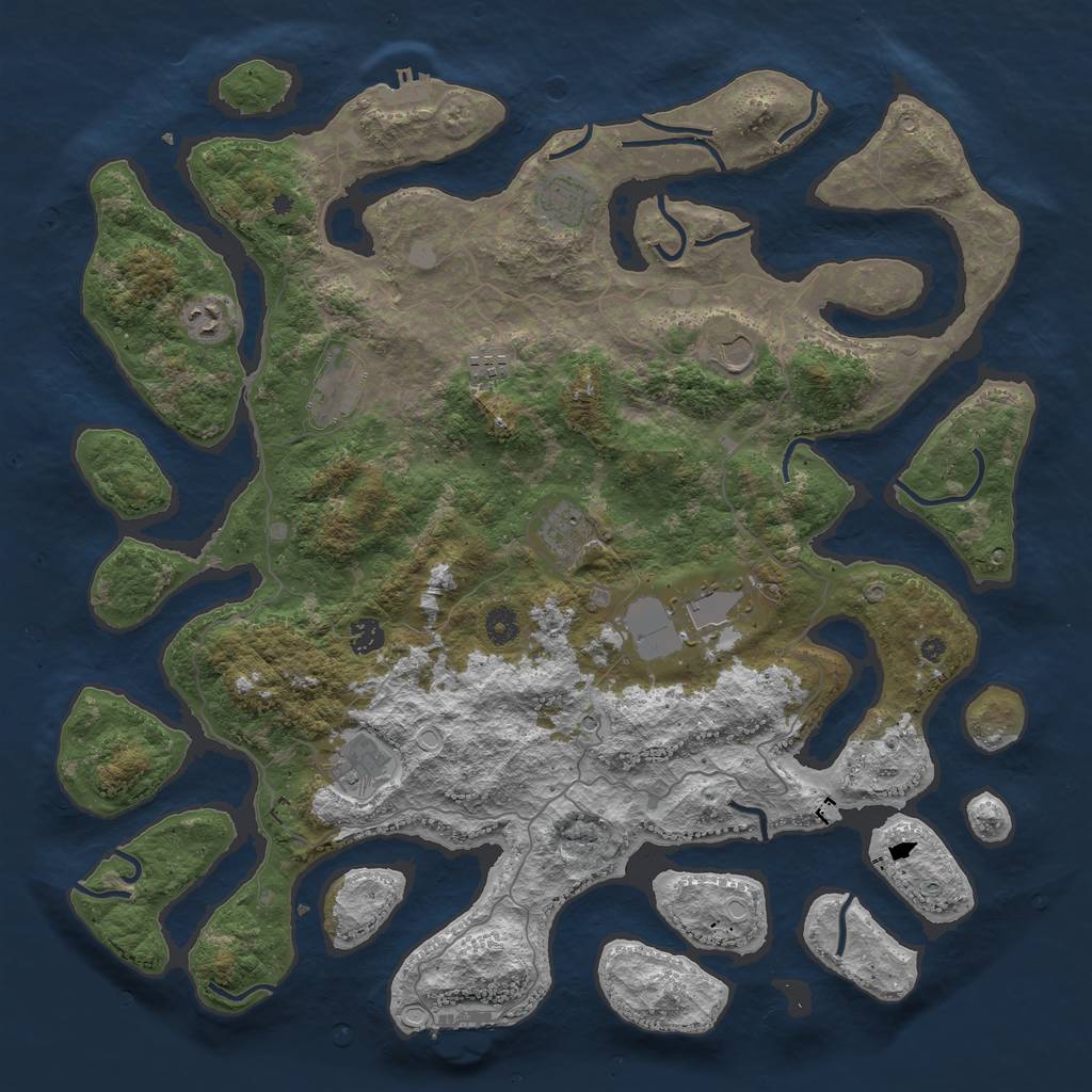 Rust Map: Procedural Map, Size: 4500, Seed: 372442542, 17 Monuments