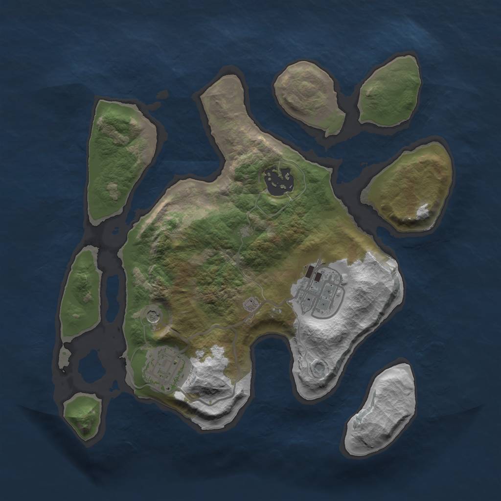 Rust Map: Barren, Size: 2500, Seed: 812920, 6 Monuments