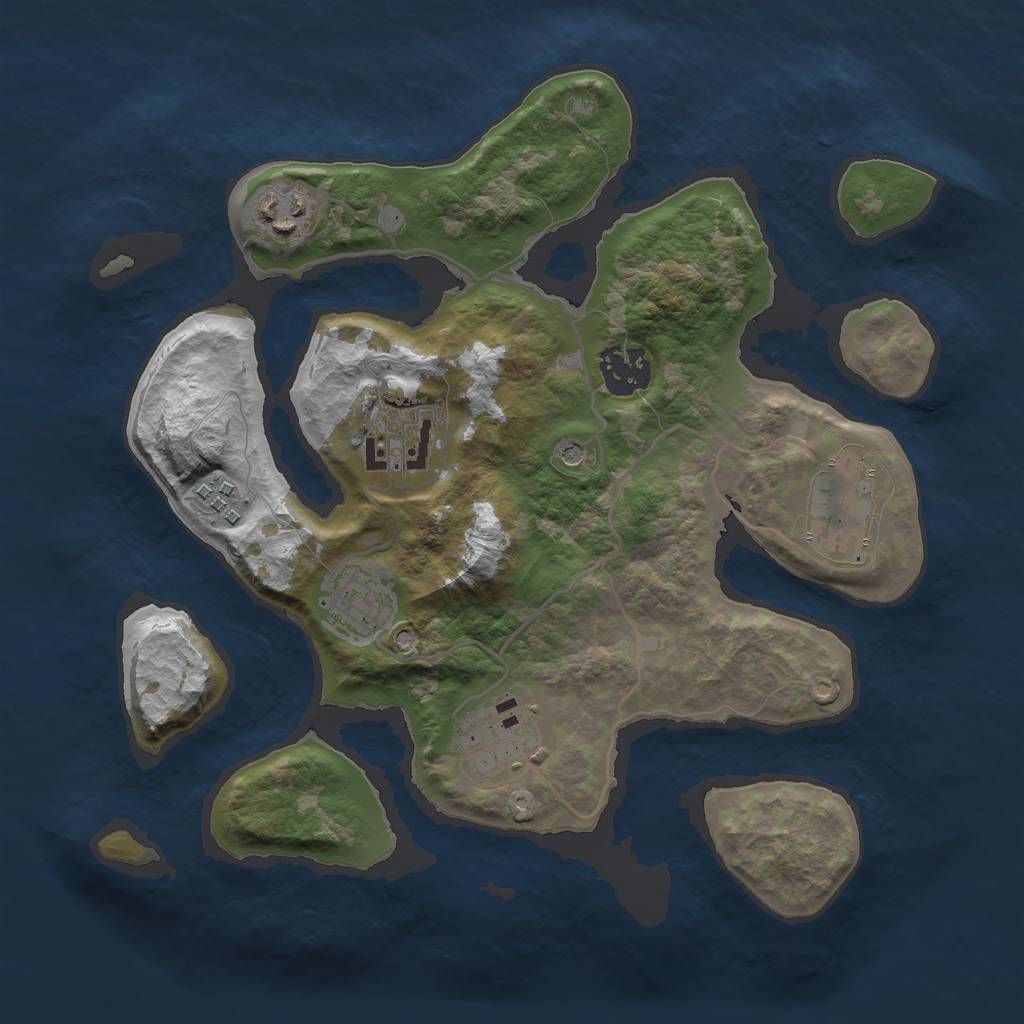 Rust Map: Barren, Size: 3000, Seed: 1476149725, 10 Monuments