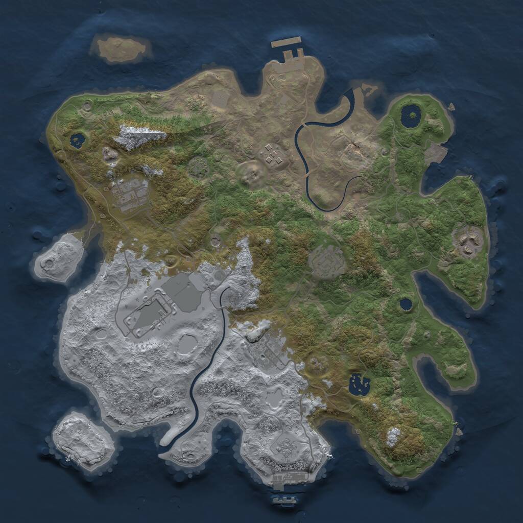 Rust Map: Procedural Map, Size: 3500, Seed: 761996789, 13 Monuments