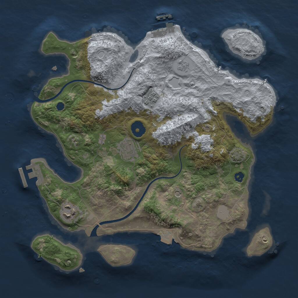 Rust Map: Procedural Map, Size: 3000, Seed: 136051, 9 Monuments