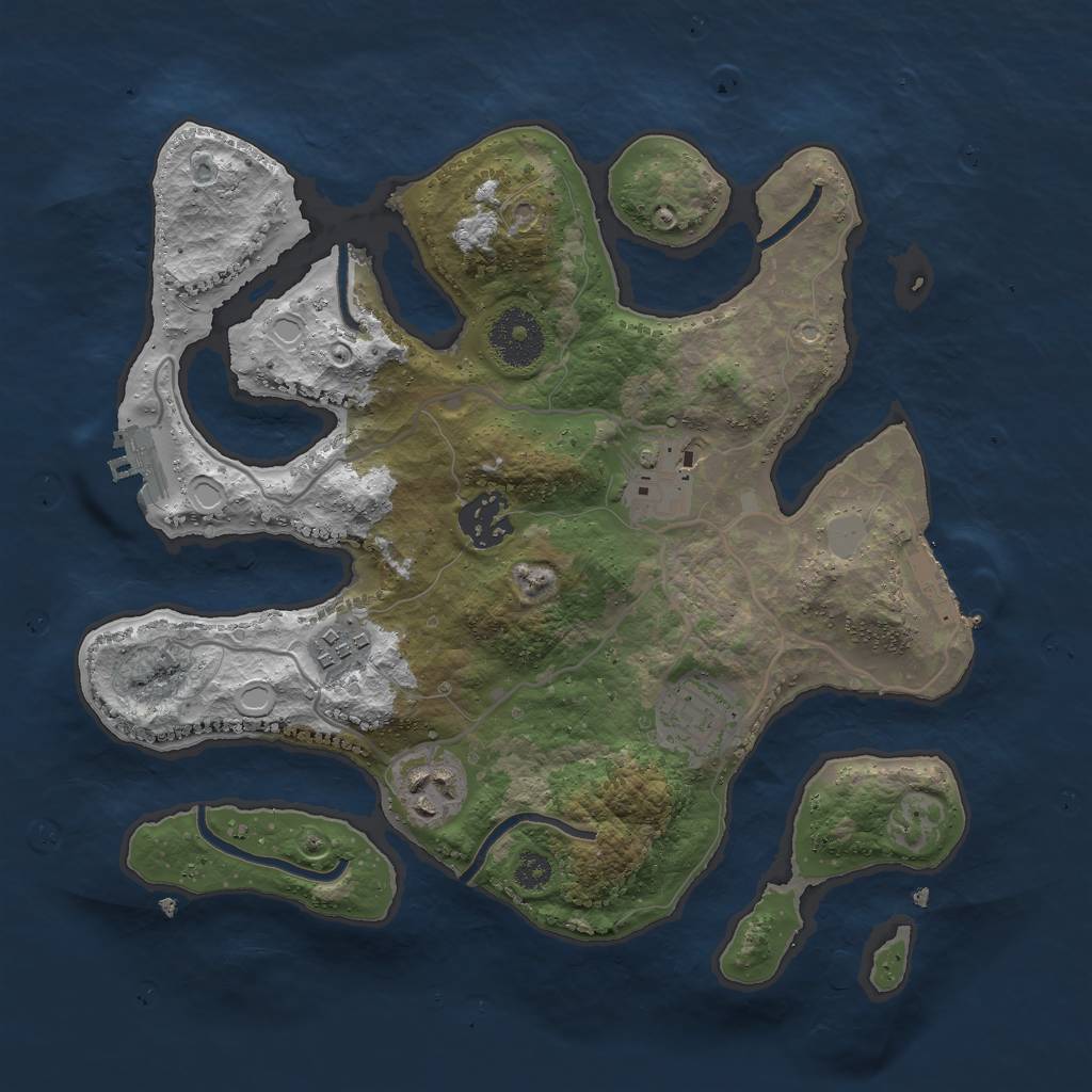 Rust Map: Procedural Map, Size: 3000, Seed: 731198, 12 Monuments