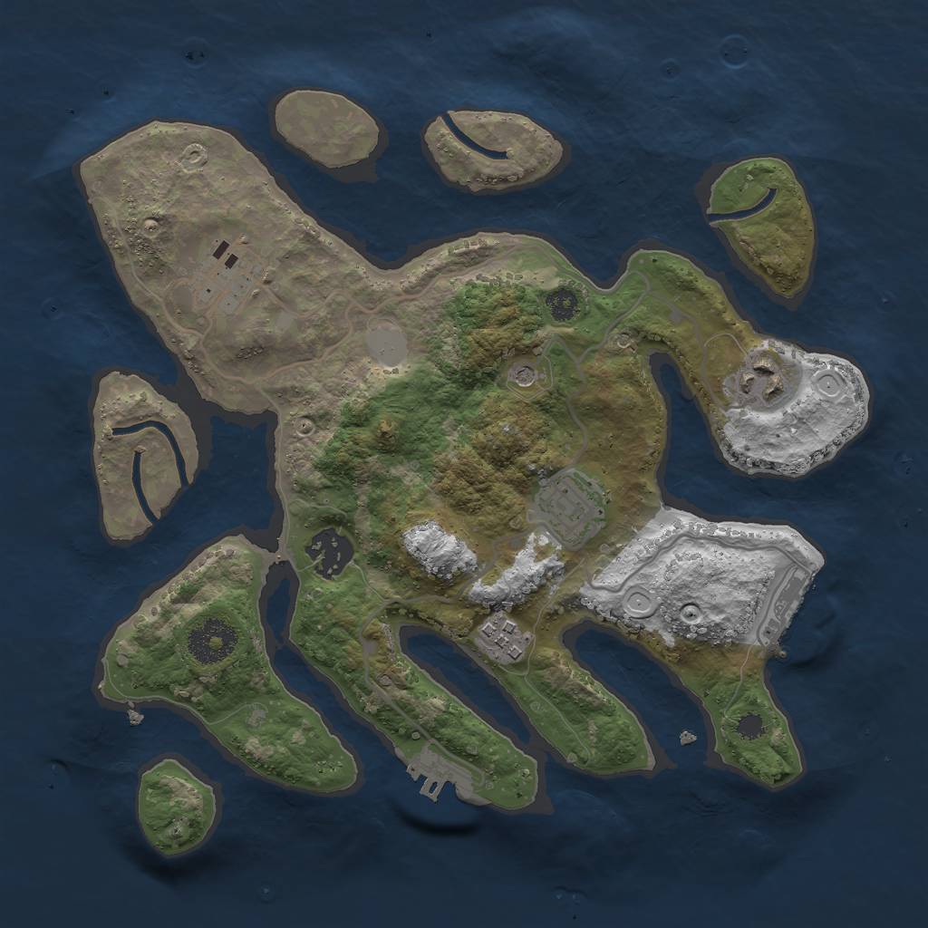 Rust Map: Procedural Map, Size: 3000, Seed: 400798, 13 Monuments