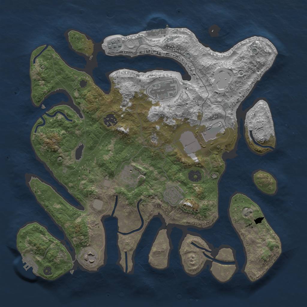 Rust Map: Procedural Map, Size: 3550, Seed: 351013, 15 Monuments
