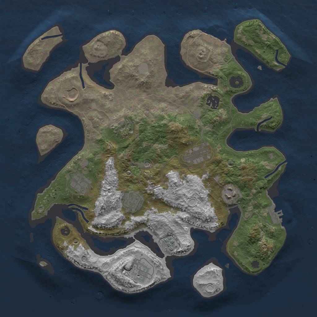 Rust Map: Procedural Map, Size: 3550, Seed: 361104, 17 Monuments