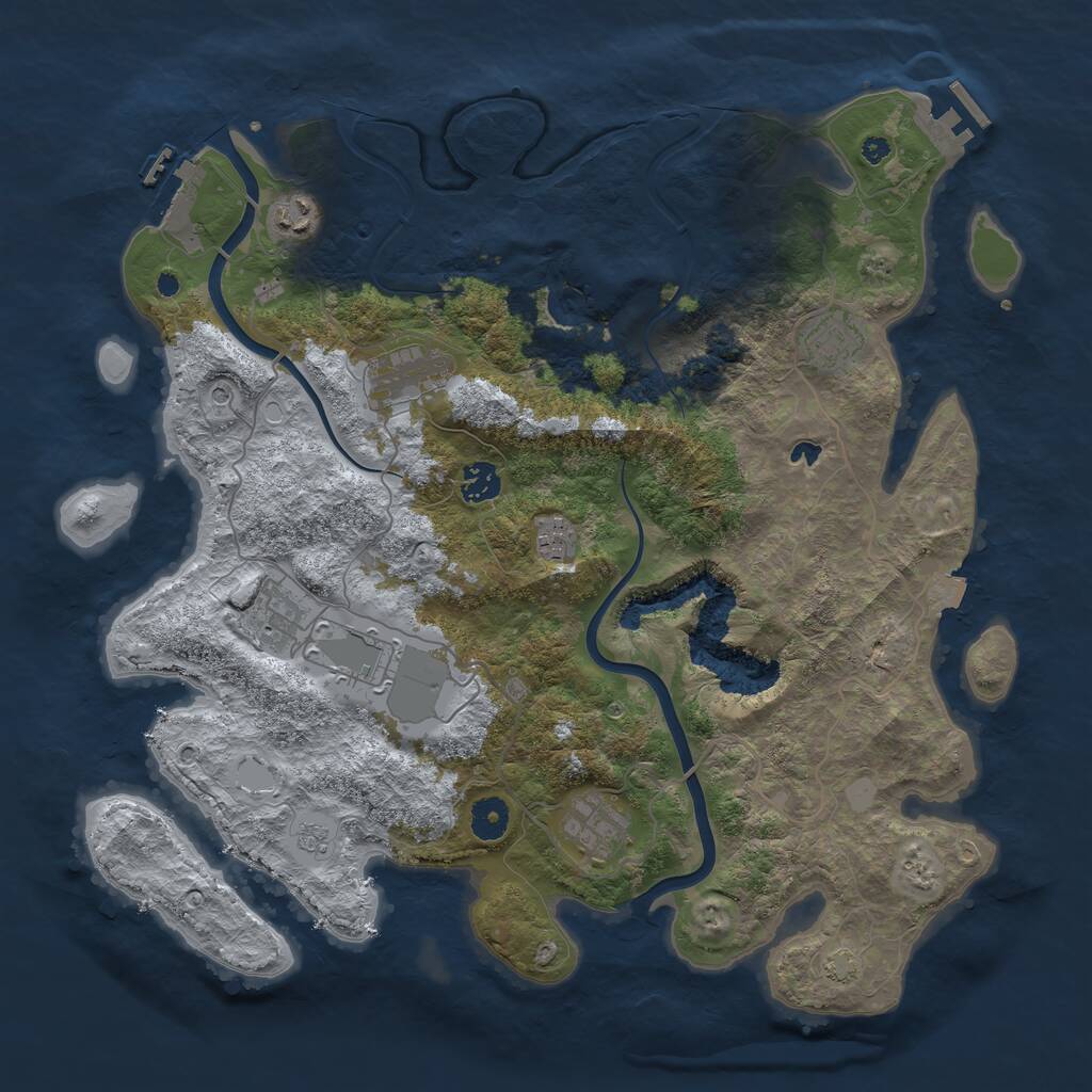 Rust Map: Procedural Map, Size: 4000, Seed: 736496, 14 Monuments