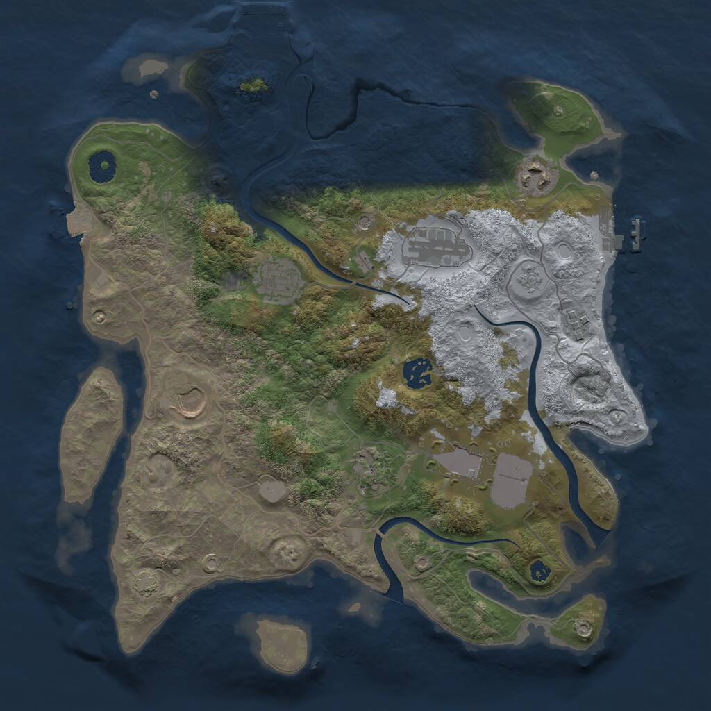Rust Map: Procedural Map, Size: 3500, Seed: 9120, 14 Monuments