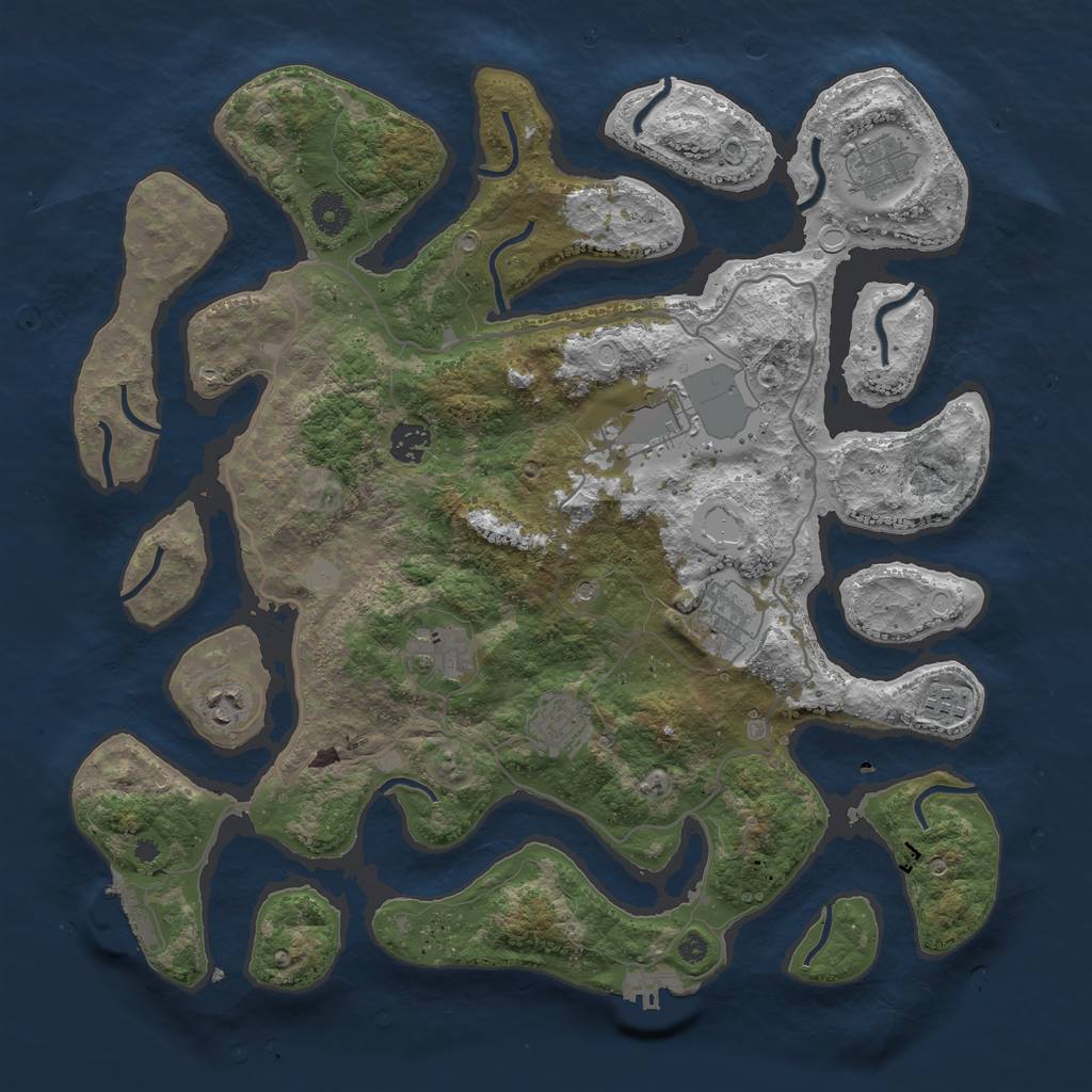 Rust Map: Procedural Map, Size: 4000, Seed: 2114272458, 16 Monuments