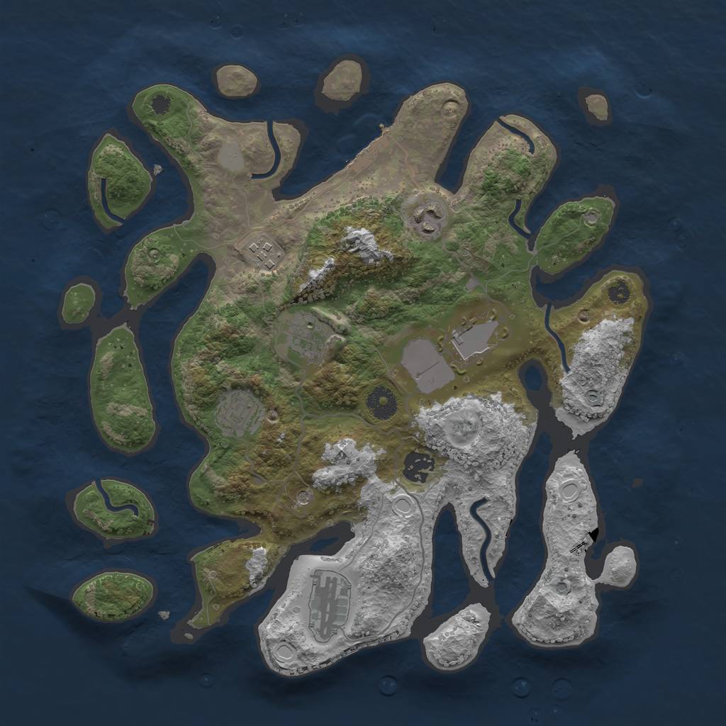 Rust Map: Procedural Map, Size: 3500, Seed: 1253009759, 14 Monuments