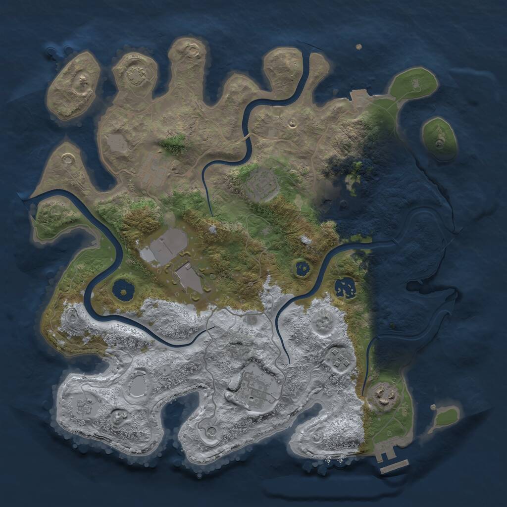 Rust Map: Procedural Map, Size: 3500, Seed: 784939828, 13 Monuments