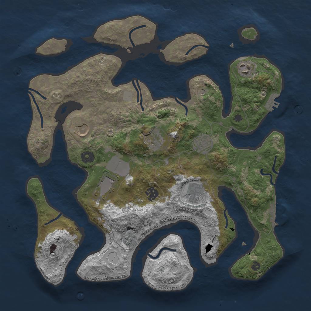 Rust Map: Procedural Map, Size: 3600, Seed: 560343833, 16 Monuments