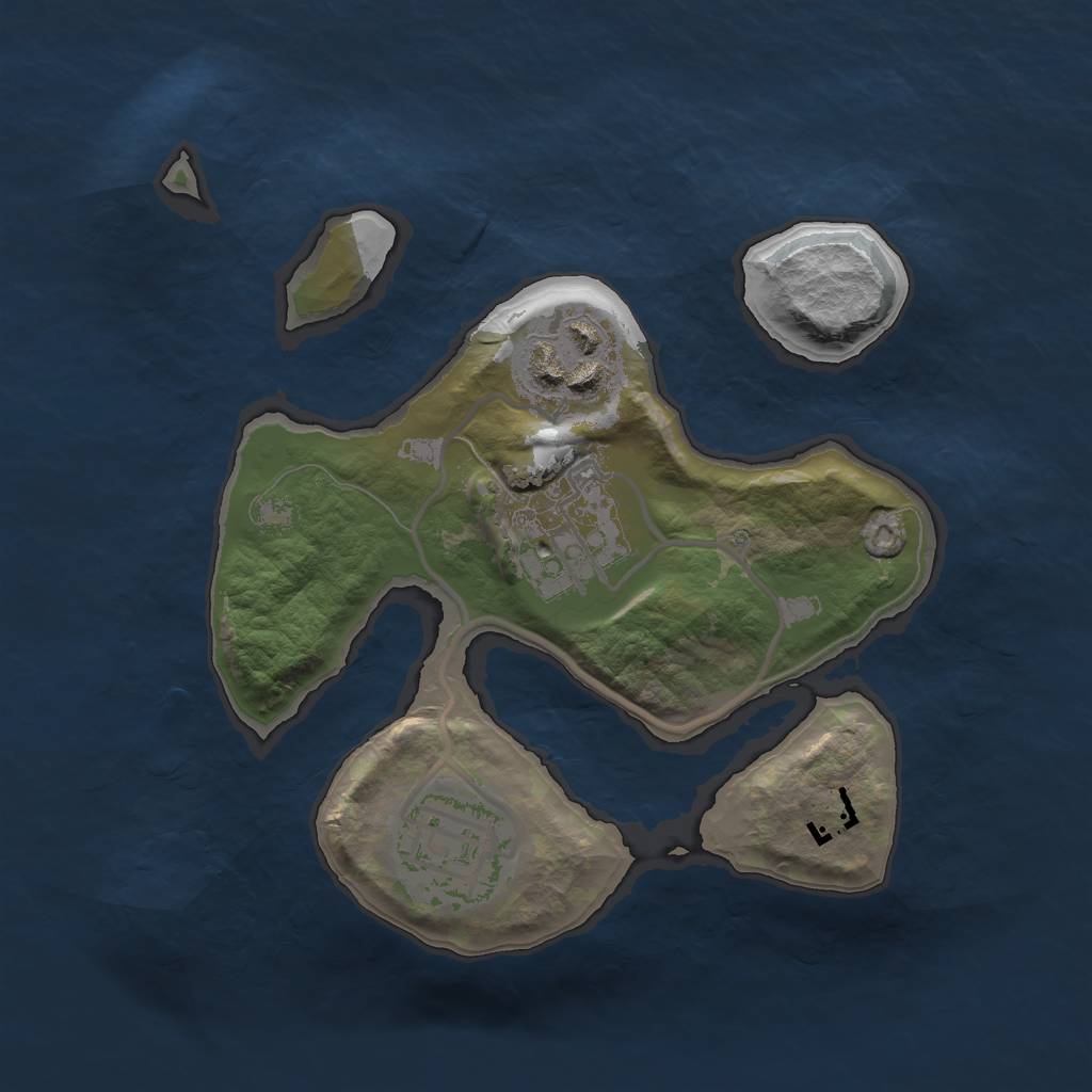 Rust Map: Barren, Size: 2000, Seed: 2147483645, 5 Monuments