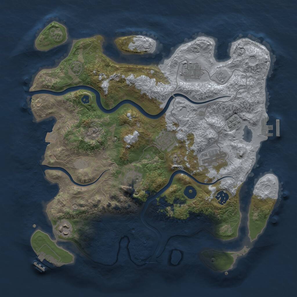 Rust Map: Procedural Map, Size: 3500, Seed: 2049323376, 13 Monuments