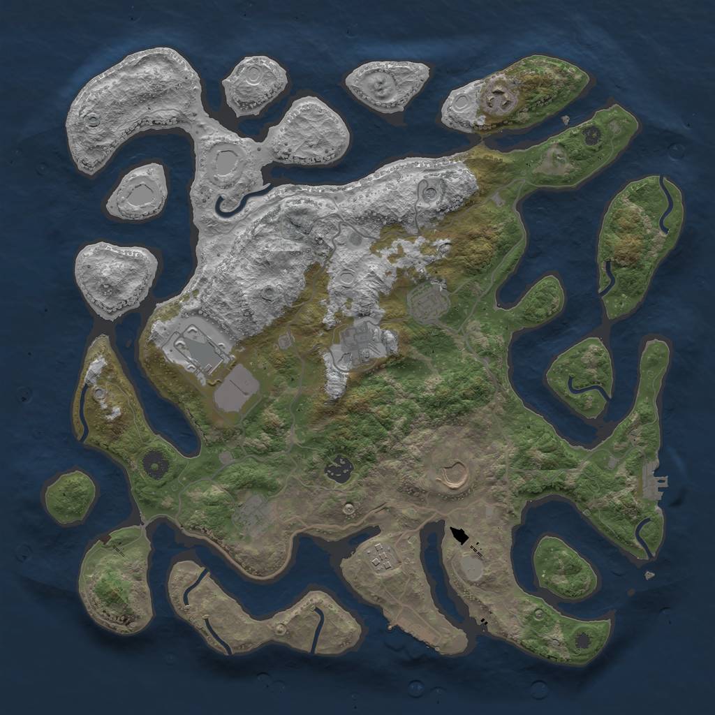 Rust Map: Procedural Map, Size: 4000, Seed: 338042, 16 Monuments