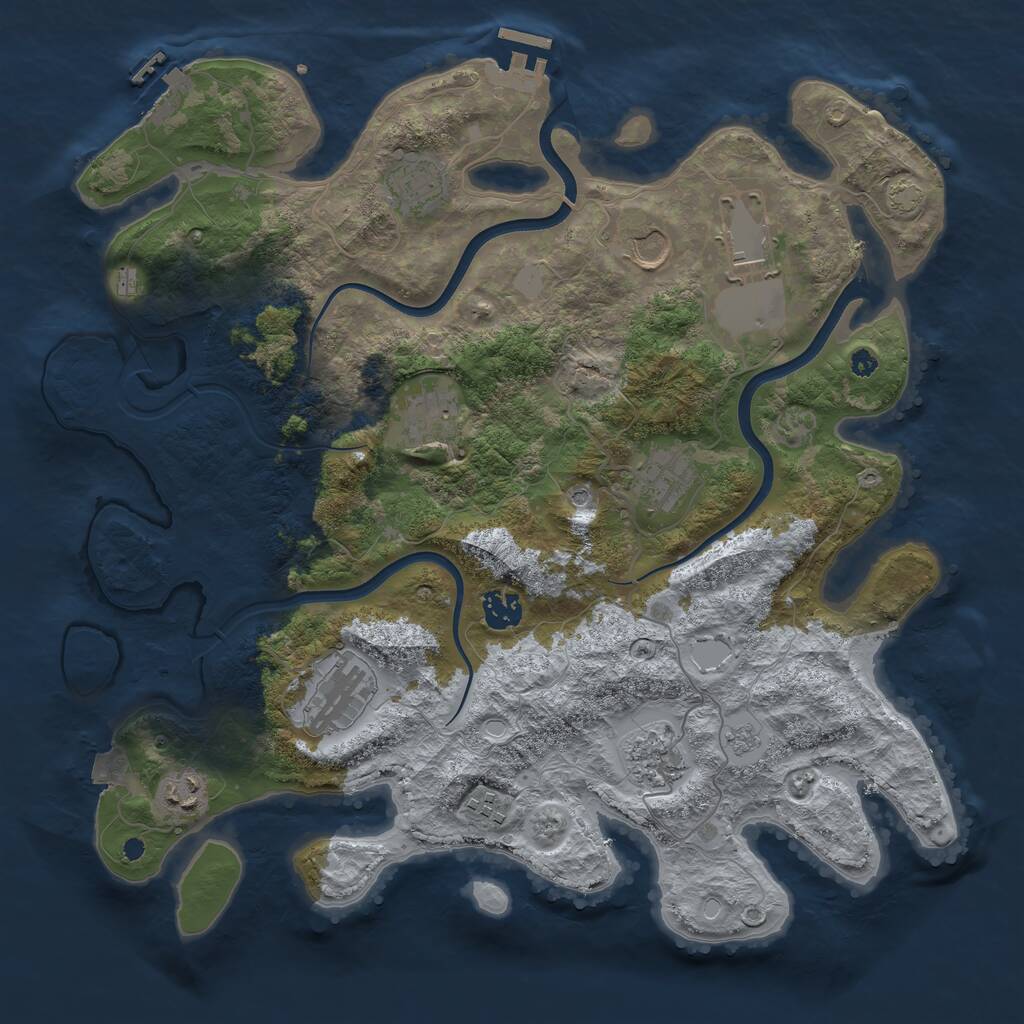 Rust Map: Procedural Map, Size: 3850, Seed: 206845835, 16 Monuments
