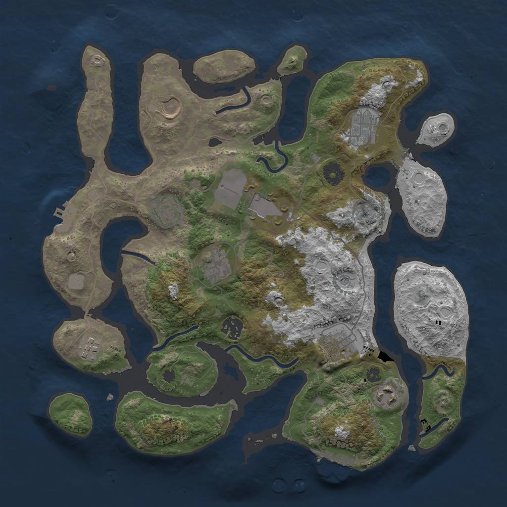 Rust Map: Procedural Map, Size: 3550, Seed: 387074, 17 Monuments