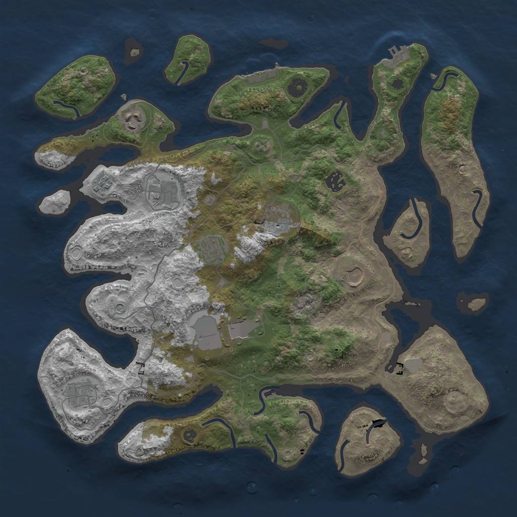 Rust Map: Procedural Map, Size: 4000, Seed: 637663, 17 Monuments