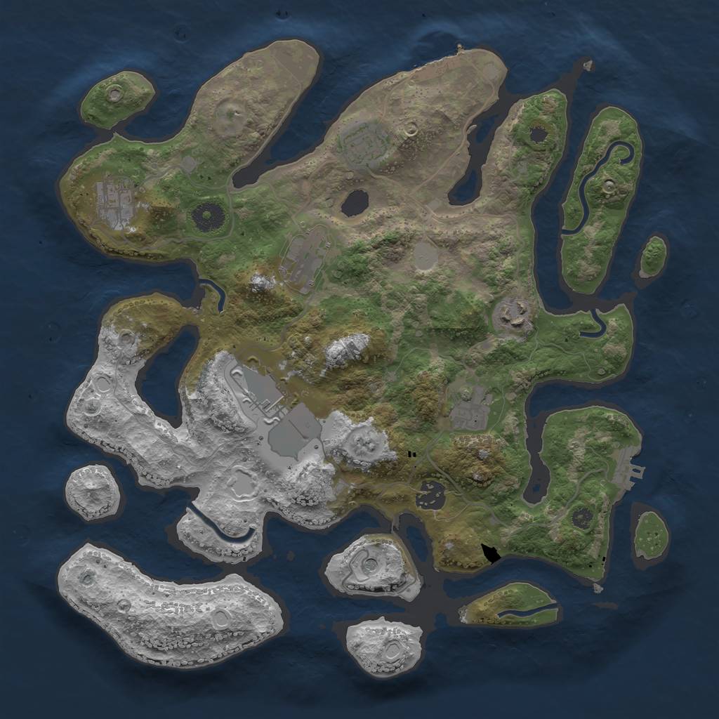Rust Map: Procedural Map, Size: 3550, Seed: 165066, 15 Monuments