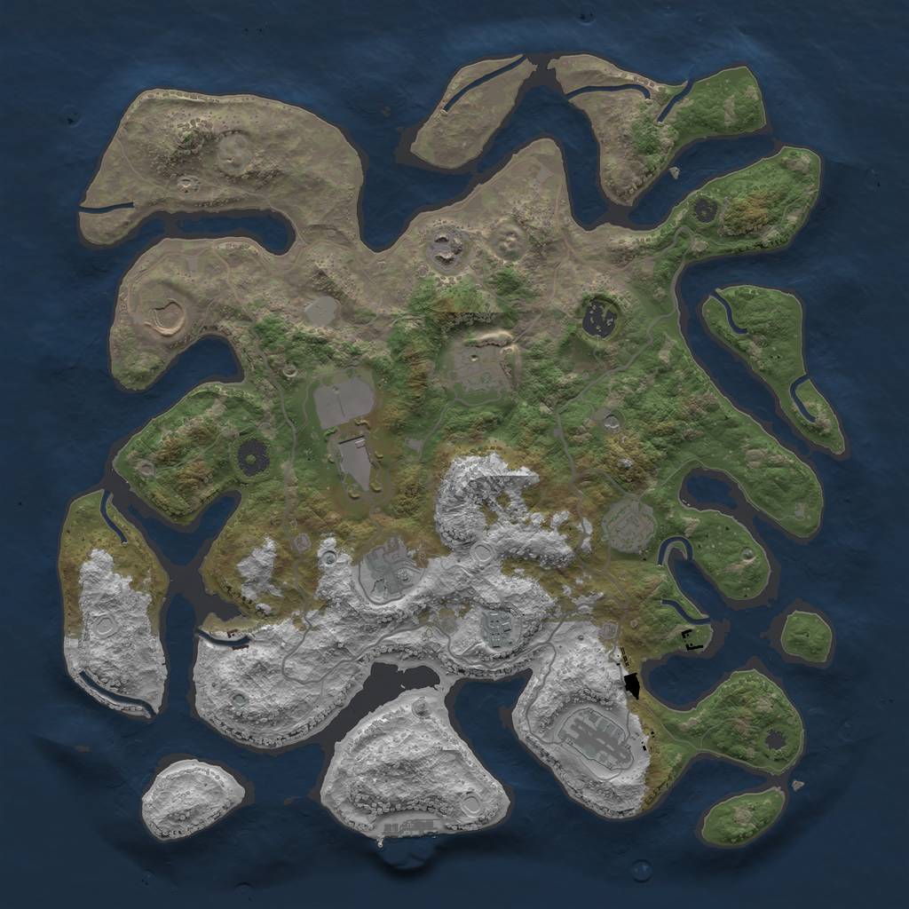 Rust Map: Procedural Map, Size: 4000, Seed: 991871, 16 Monuments