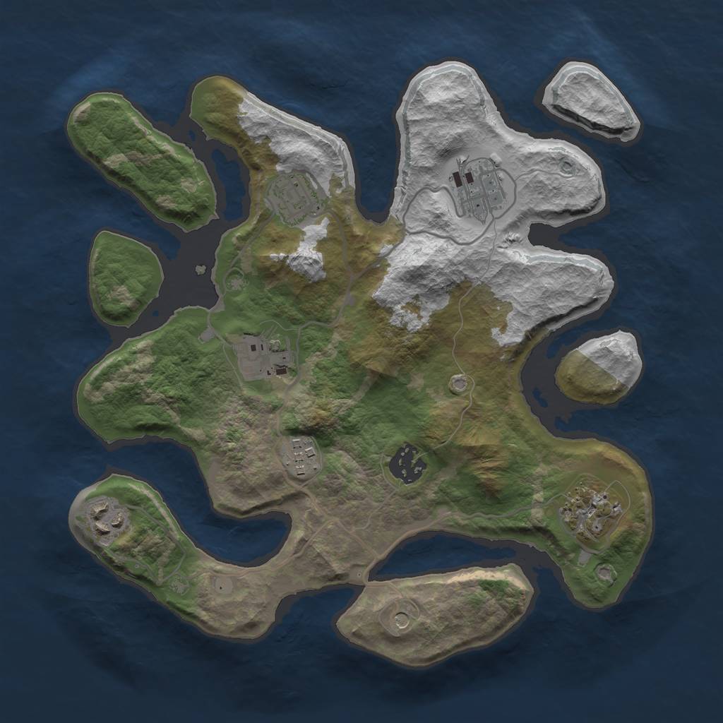 Rust Map: Barren, Size: 3000, Seed: 1657174504, 10 Monuments