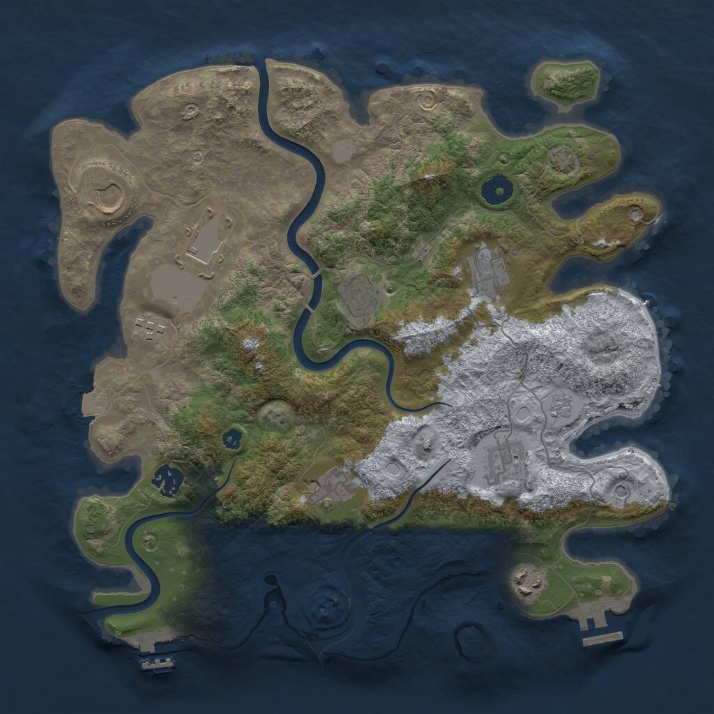 Rust Map: Procedural Map, Size: 3550, Seed: 408722, 15 Monuments