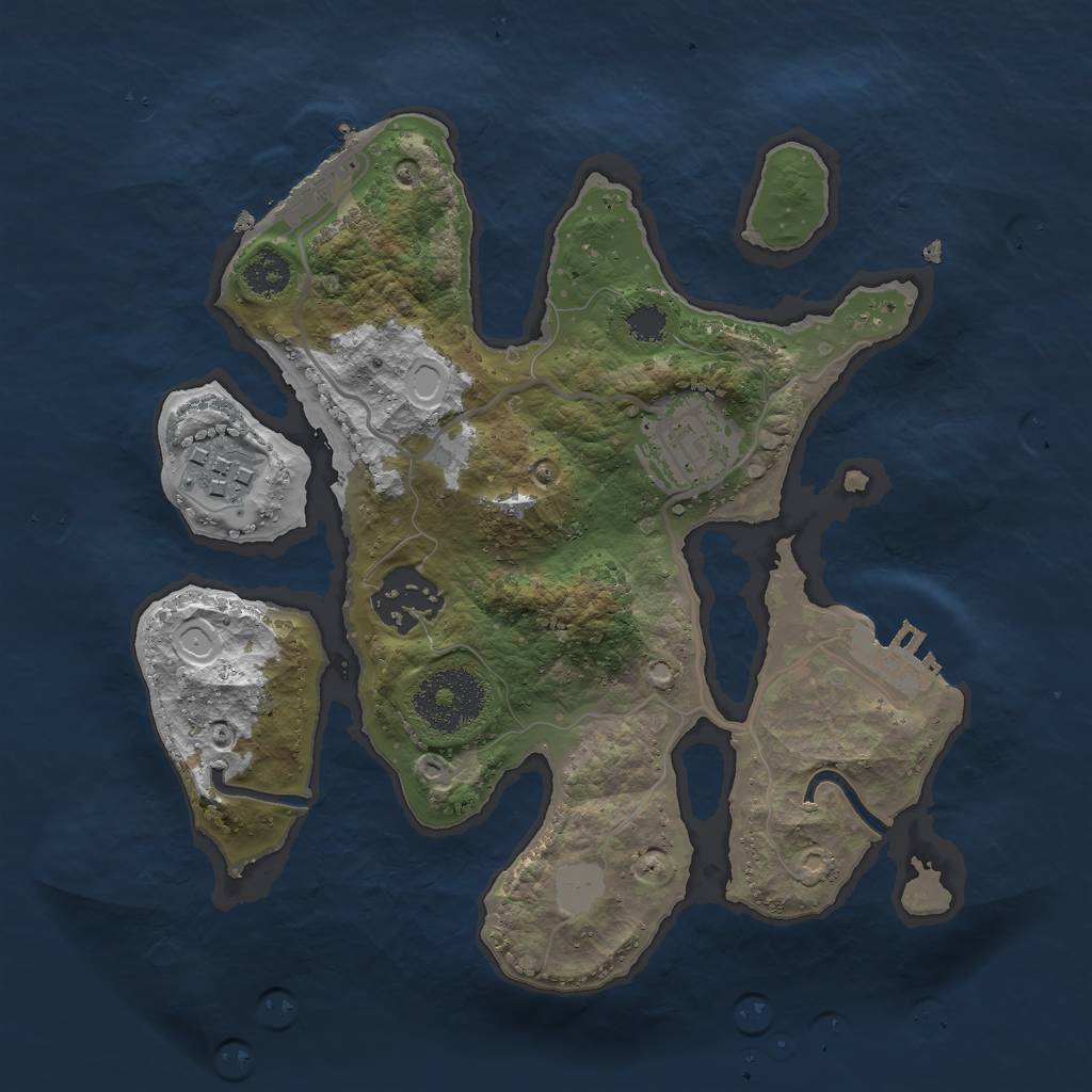 Rust Map: Procedural Map, Size: 2500, Seed: 152463, 10 Monuments