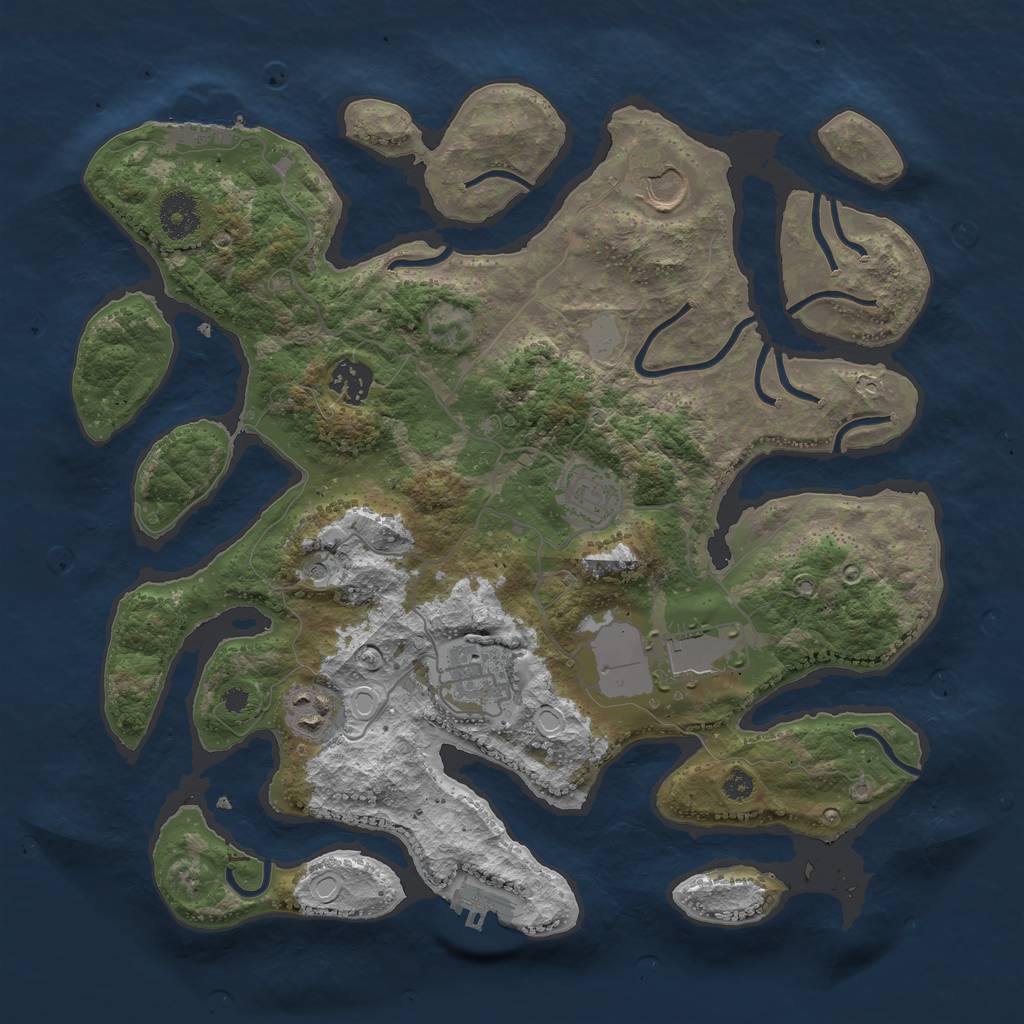 Rust Map: Procedural Map, Size: 3550, Seed: 612199, 14 Monuments