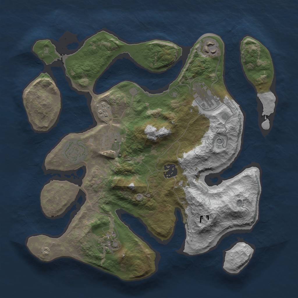 Rust Map: Barren, Size: 3100, Seed: 248858530, 10 Monuments