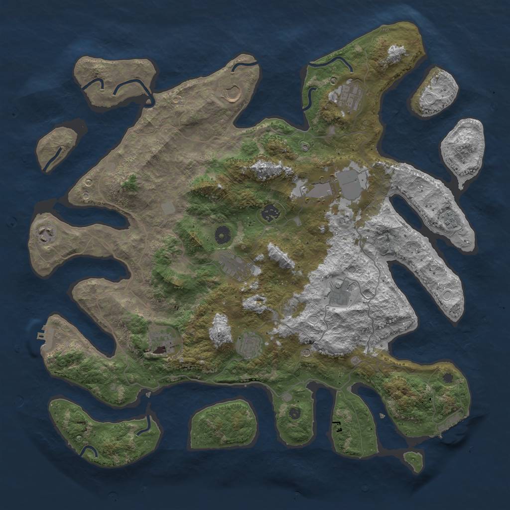 Rust Map: Procedural Map, Size: 4500, Seed: 25, 18 Monuments