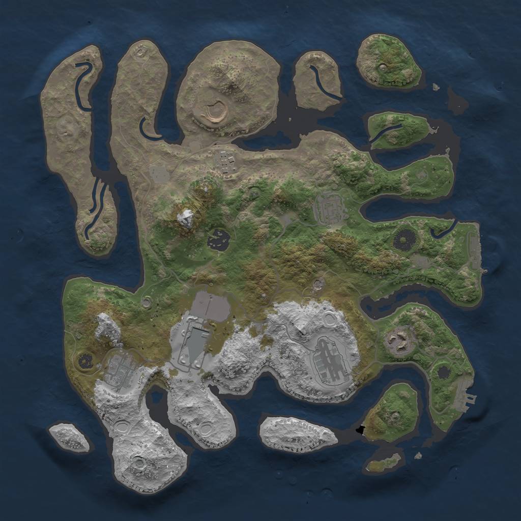 Rust Map: Procedural Map, Size: 3550, Seed: 580227, 16 Monuments