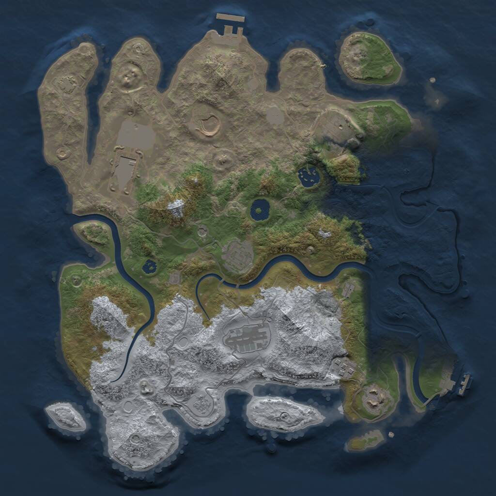 Rust Map: Procedural Map, Size: 3550, Seed: 580227, 14 Monuments