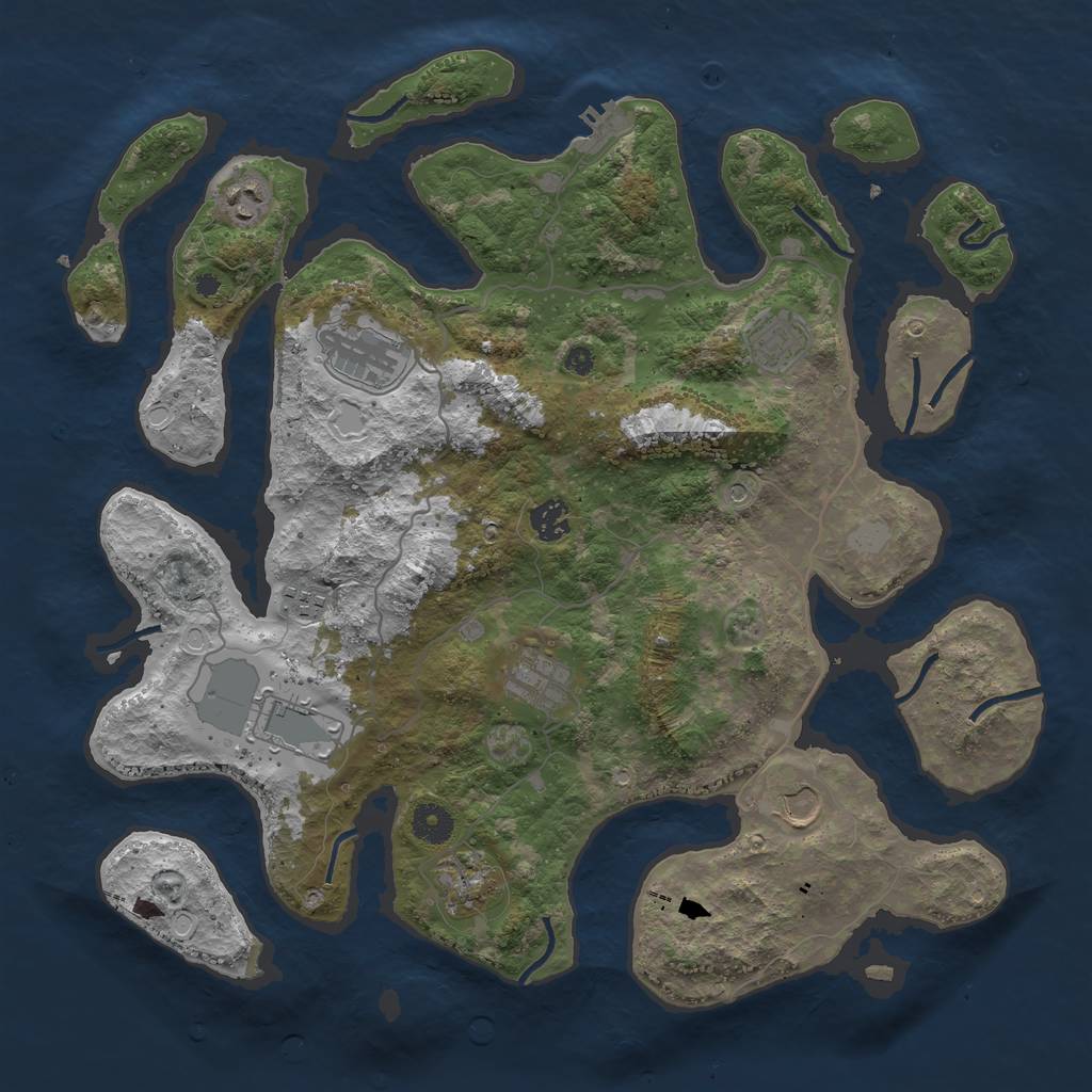 Rust Map: Procedural Map, Size: 4000, Seed: 718422, 16 Monuments