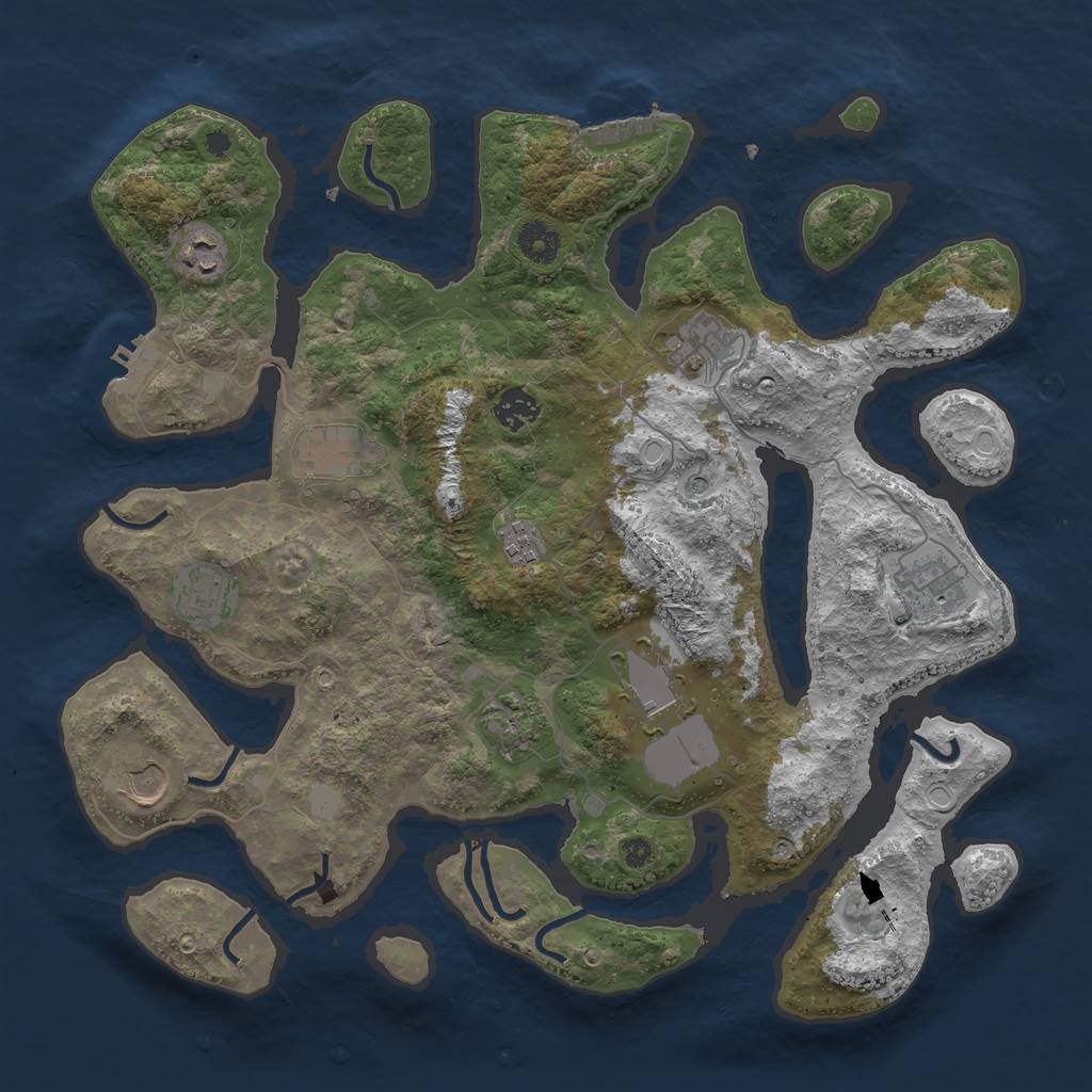 Rust Map: Procedural Map, Size: 3850, Seed: 670000668, 18 Monuments