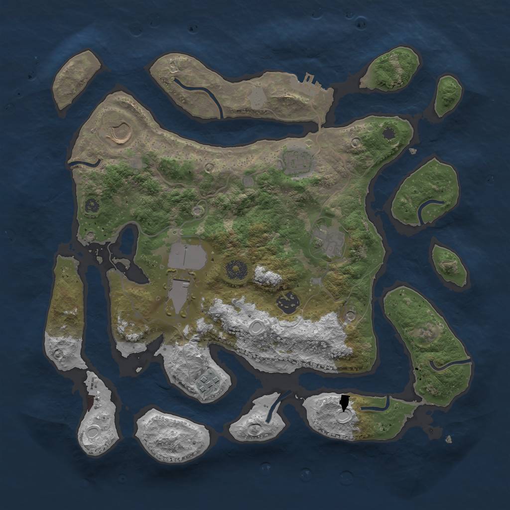 Rust Map: Procedural Map, Size: 3550, Seed: 582042, 13 Monuments